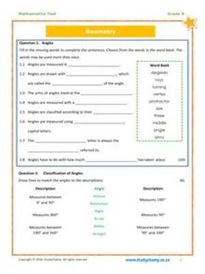 cover image of Grade 6 Maths Test 6: Geometry - Basic
